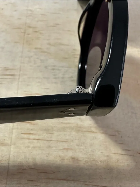 Vtg CELINE Preppy Pretty Double Bridge Sunglasses Black Gold Italy Purple Grad - Picture 7 of 13